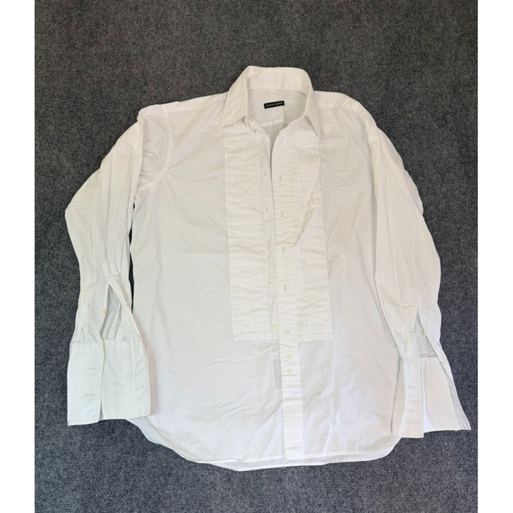 Bergdorf Goodman Men White French-Cuff  Tuxedo Dress Shirt No size tag L?